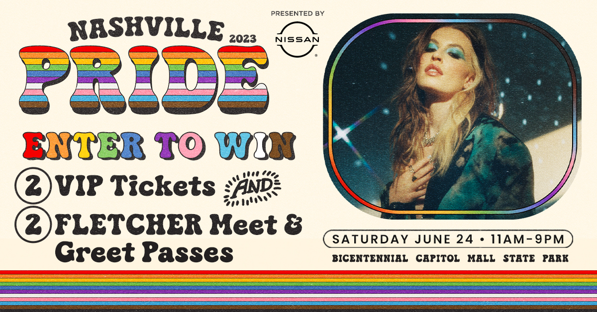 IntrospectiveC's tweet card. Register for a chance to win two VIP Tickets to Nashville Pride on Saturday, June 24 and two Meet and Greet Passes to meet FLETCHER!