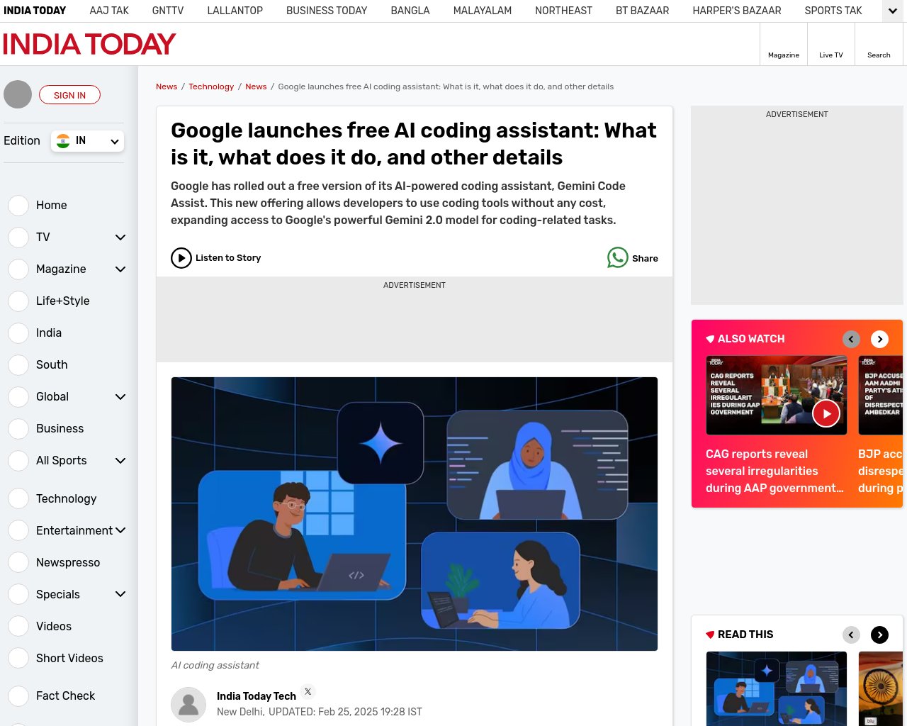 managetech_inc's tweet card. Googleは、AIを活用したコーディングアシスタントであるGemini Code Assistの無料版をリリ