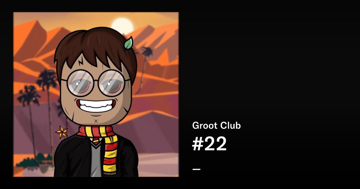 northDacoder's tweet card. Groot Club is a derivative collection from Celebrity and Groot. This cross-world collection takes inspiration from artistic concepts in both collections to produce a stunning hybrid art set. Owning a...