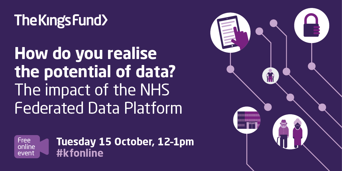 Bid_support's tweet card. Join us at our free online event to find out more about the potential of data in the health and care system and the impact of the NHS Federated Data Platform.