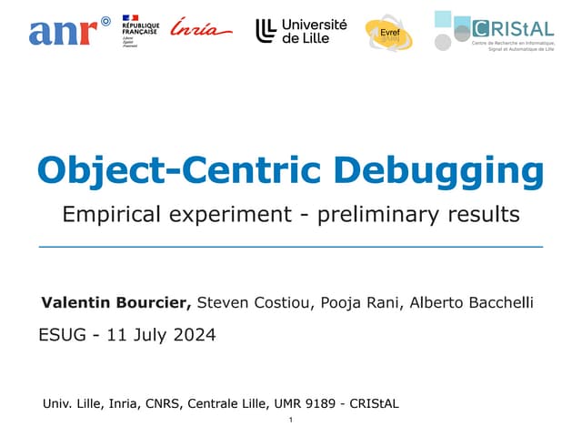 pharoproject's tweet card. Object-Centric Debugging: Empirical experiment - preliminary results