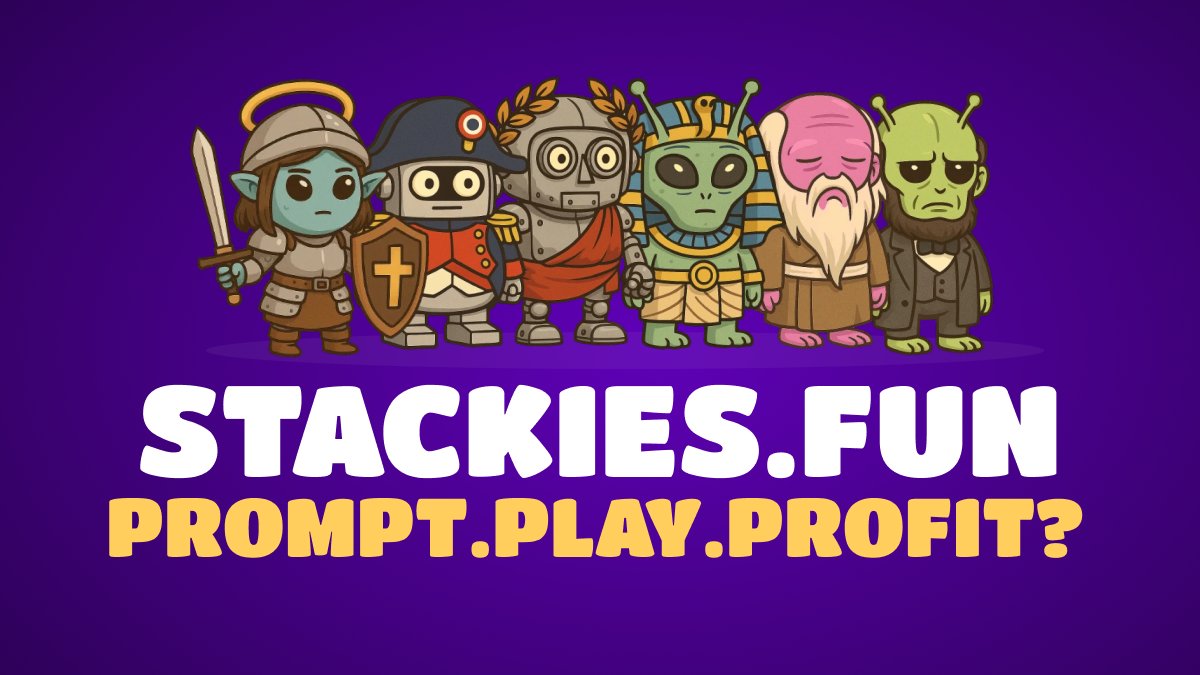 stackies_fun's tweet card. Build your own AI poker bot, give it a personality and strategy, and watch it battle others in cash games for real chips.