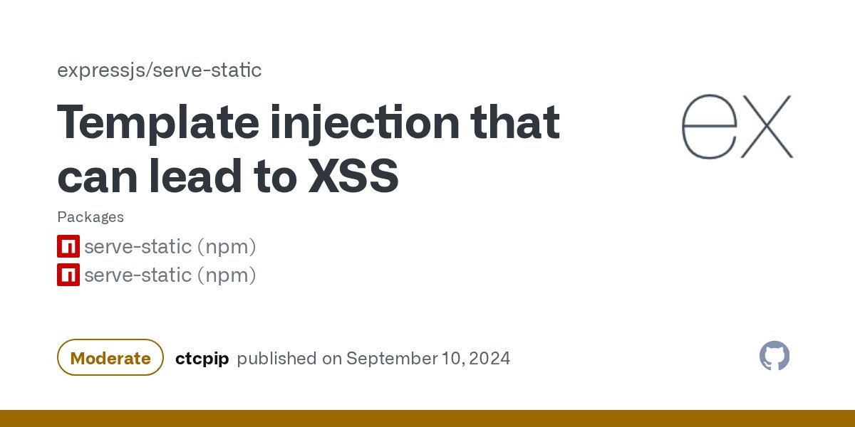kom_256's tweet card. ### Impact passing untrusted user input - even after sanitizing it - to `redirect()` may execute untrusted code ### Patches this issue is patched in serve-static 1.16.0 ### Workarounds ...