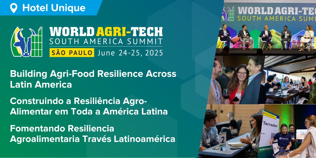 Club_AgTech's tweet card. Registration: pricing and information for the World Agri-Tech South America Summit on June 24-25, 2025 in Sao Paulo, Brazil.