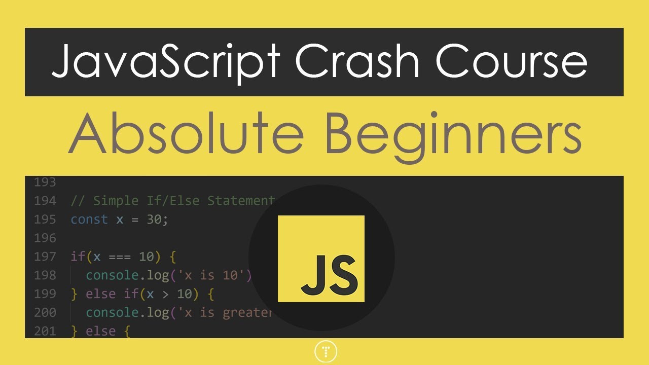 traversymedia's tweet card. JavaScript Crash Course For Beginners