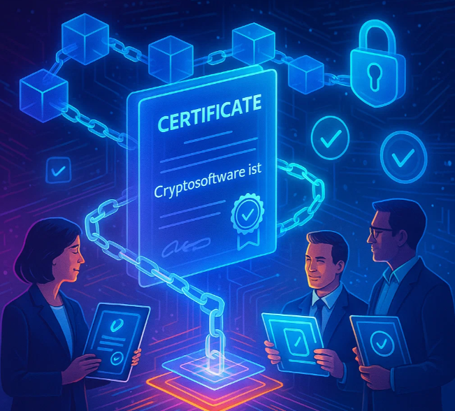 cryptosoftware1's tweet card. Blockchain ile sertifikasyon sayesinde belgelerinizi güvenle dijitalleştirin. Bizim ile doğrulamada güven, şeffaflık ve hız kazanın.