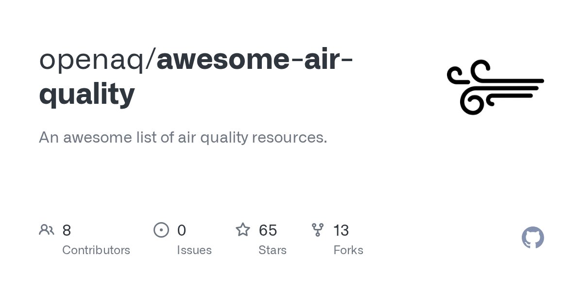 OpenAQ's tweet card. An awesome list of air quality resources. Contribute to openaq/awesome-air-quality development by creating an account on GitHub.