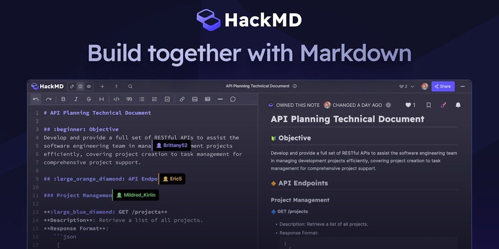 jackymaxj's tweet card. HackMD is a documentation-based developer community that helps devs collaborate with their team and communicate with their users, all in Markdown. The real-time online editor is designed for people...