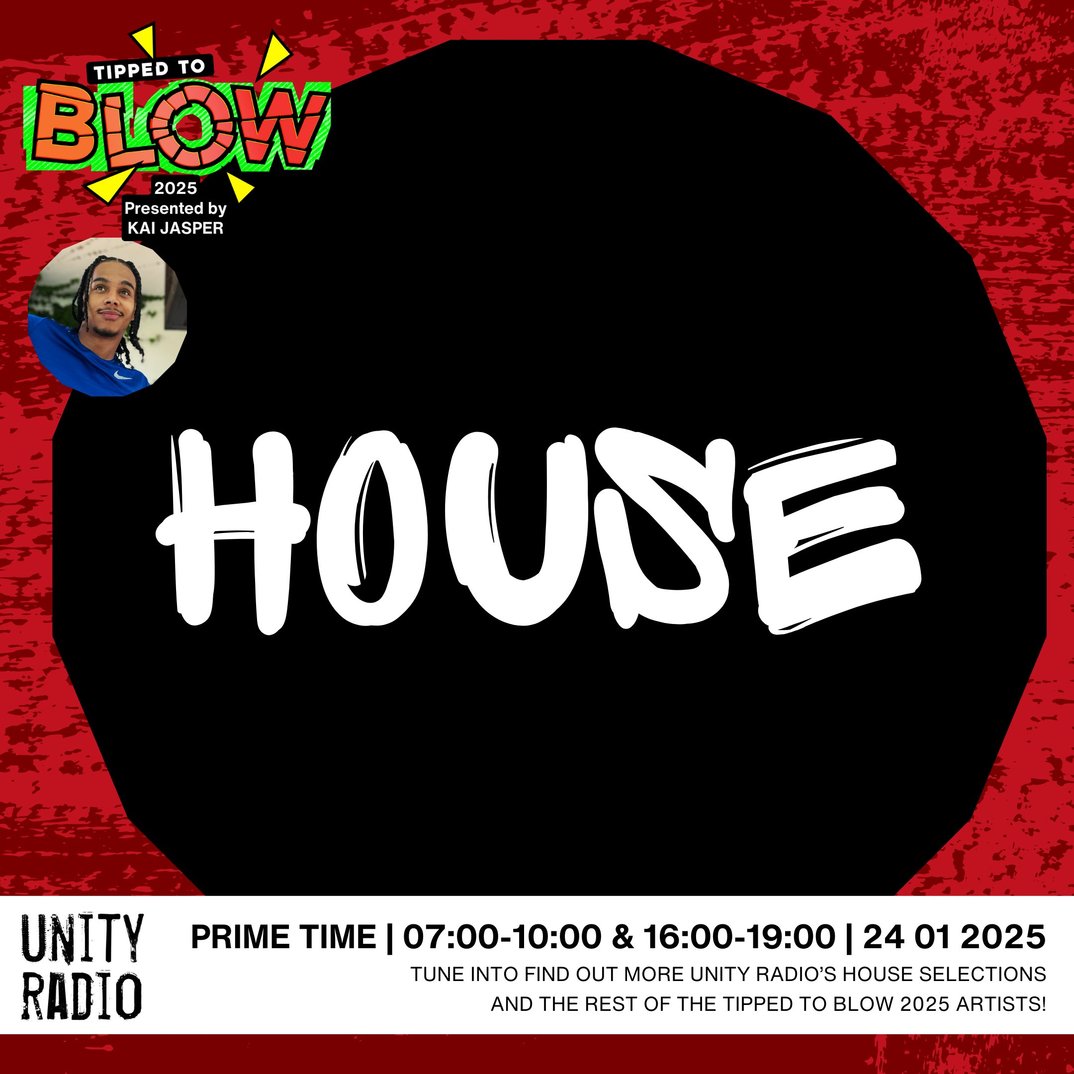 UNITYRADIOFM's tweet card. From the 20th to the 24th of January, Listen in to Prime Time each day 7-10am & 4-7pmto catch Tipped 2 Blow 2025 presented by Kai Jasper.
