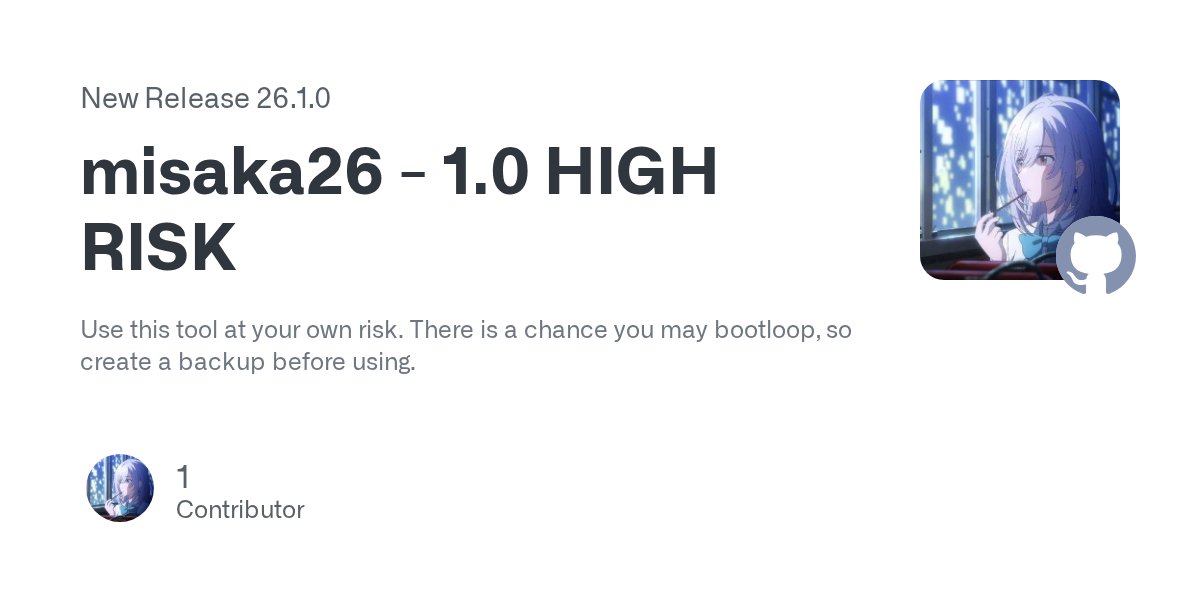 Little_34306's tweet card. Use this tool at your own risk. There is a chance you may bootloop, so create a backup before using.