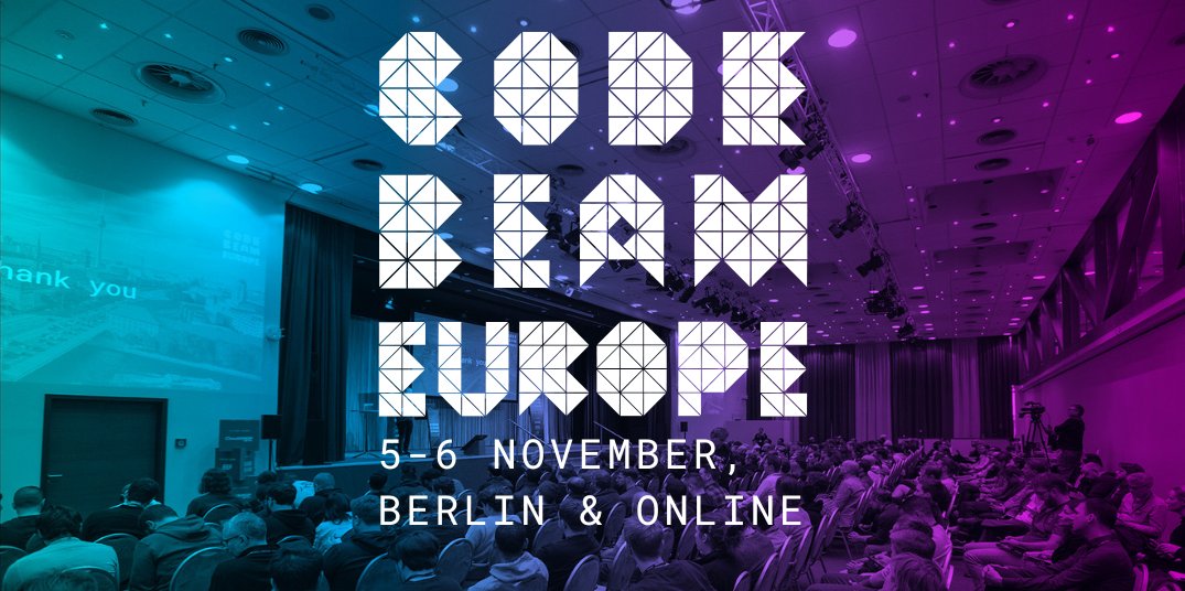 CodeBEAMio's tweet card. The Erlang and Elixir conference in Europe - 2 days of talks,discussions and networking for the BEAM community.
