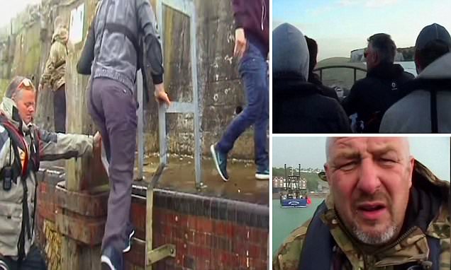 projectfear2's tweet card. The unnamed sailor takes three people he claims are migrants on a small rubber rib boat from Gravelines in northern France to Folkestone Harbour without being challenged once.