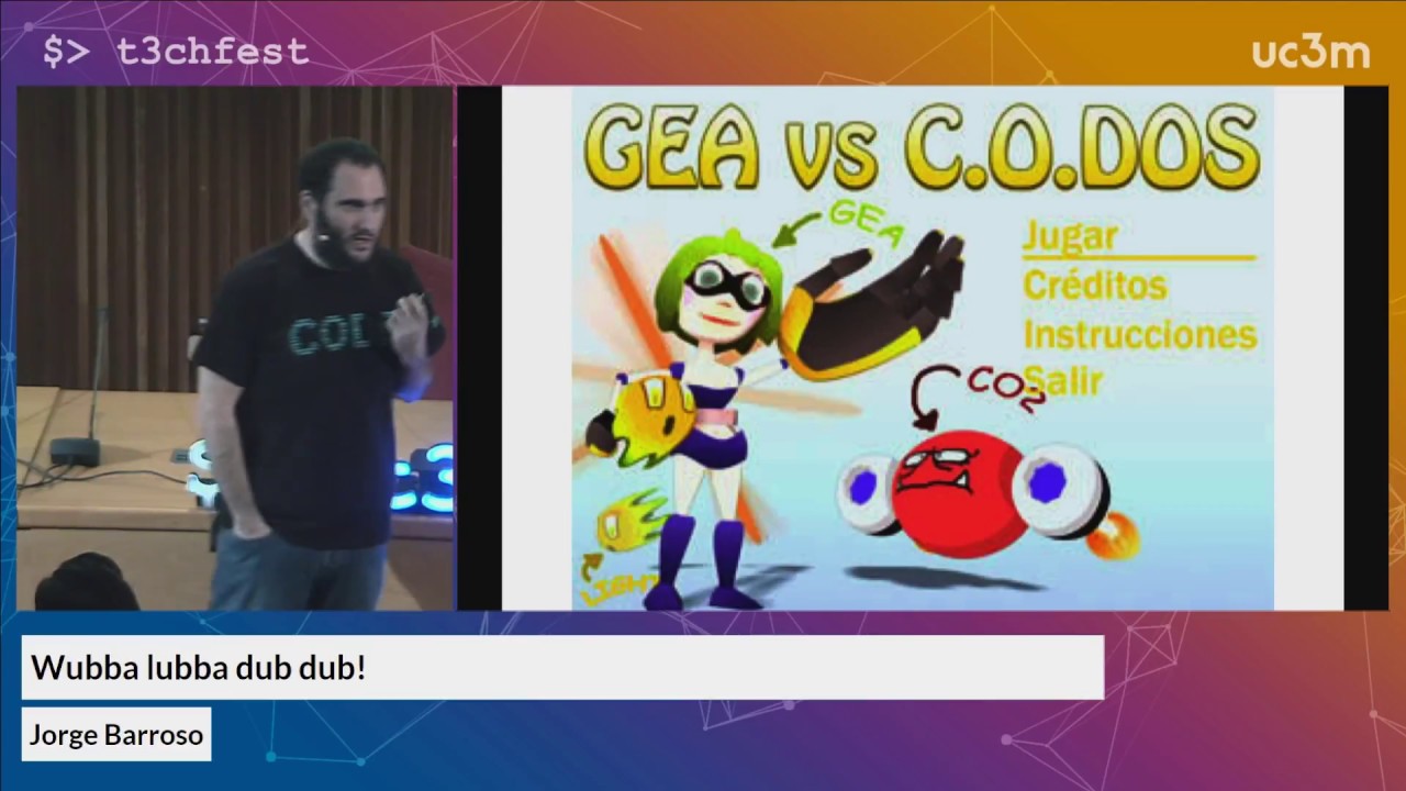 cesar_m_i's tweet card. Wubba lubba dub dub! - Jorge Barroso | T3chFest 2018