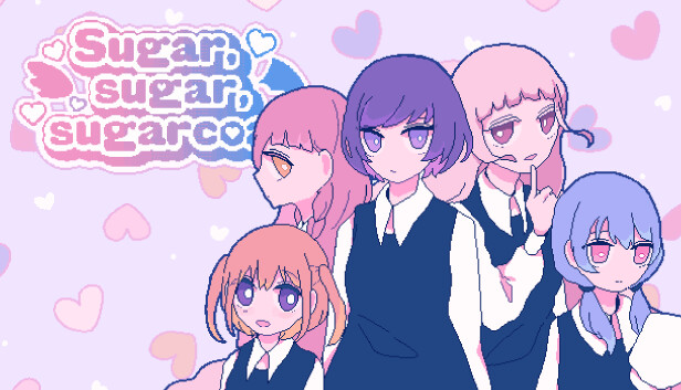 anonymous_ikko's tweet card. "Sugar,sugar,sugarcoat" is a dating simulation game set in a school. Interact with the girls and gain their love. You must then offer that love to the devil you love.