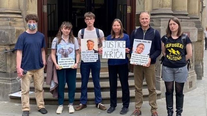 lyllouchristine's tweet card. Five protestors have been found guilty for protesting against the African… Cathy Allen needs your support for Help pay court fines for Energy Summit activists