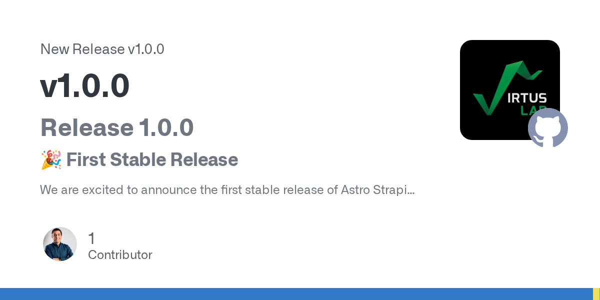 cyp3r's tweet card. Release 1.0.0 🎉 First Stable Release We are excited to announce the first stable release of Astro Strapi Loader! This version provides a robust and type-safe way to load data from Strapi CMS in...