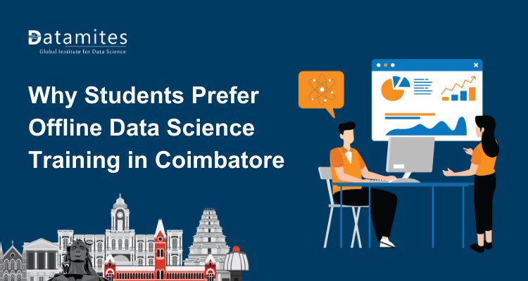 DataMites's tweet card. Students in Coimbatore lean toward offline data science training because it offers hands-on practice and direct interaction with mentors. The classroom setup also builds stronger peer connections and...