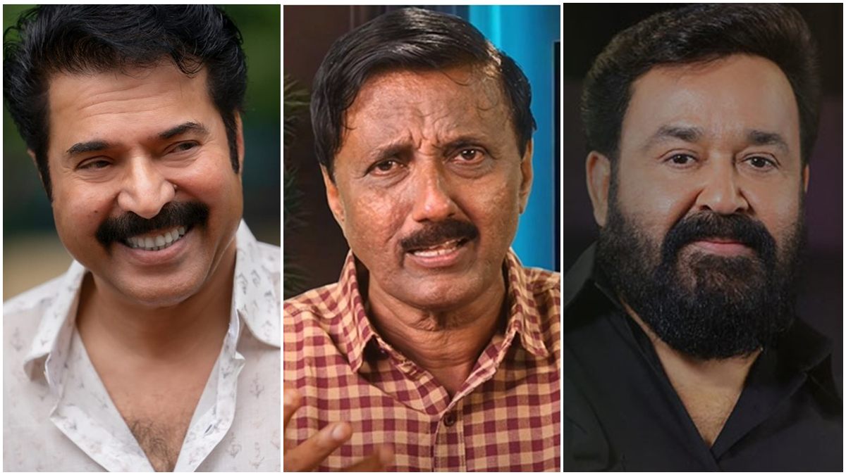 thatsMalayalam's tweet card. Santhivilla Dinesh Addresses Allegations of Rudeness Against Mammootty and Mohanlal മമ്മൂട്ടിയും മോഹന്‍ലാലും മര്യാദ കെട്ടവന്മാർ, മറ്റുള്ളവരുടെ ക്രെഡിറ്റ് അടിച്ച് മാറ്റുന്നു: മറുപടി