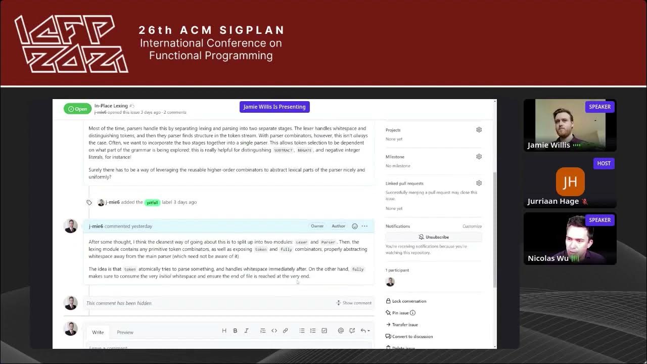 HaskellLibHunt's tweet card. Haskell 2021 - Design Patterns for Parser Combinators (Functional...