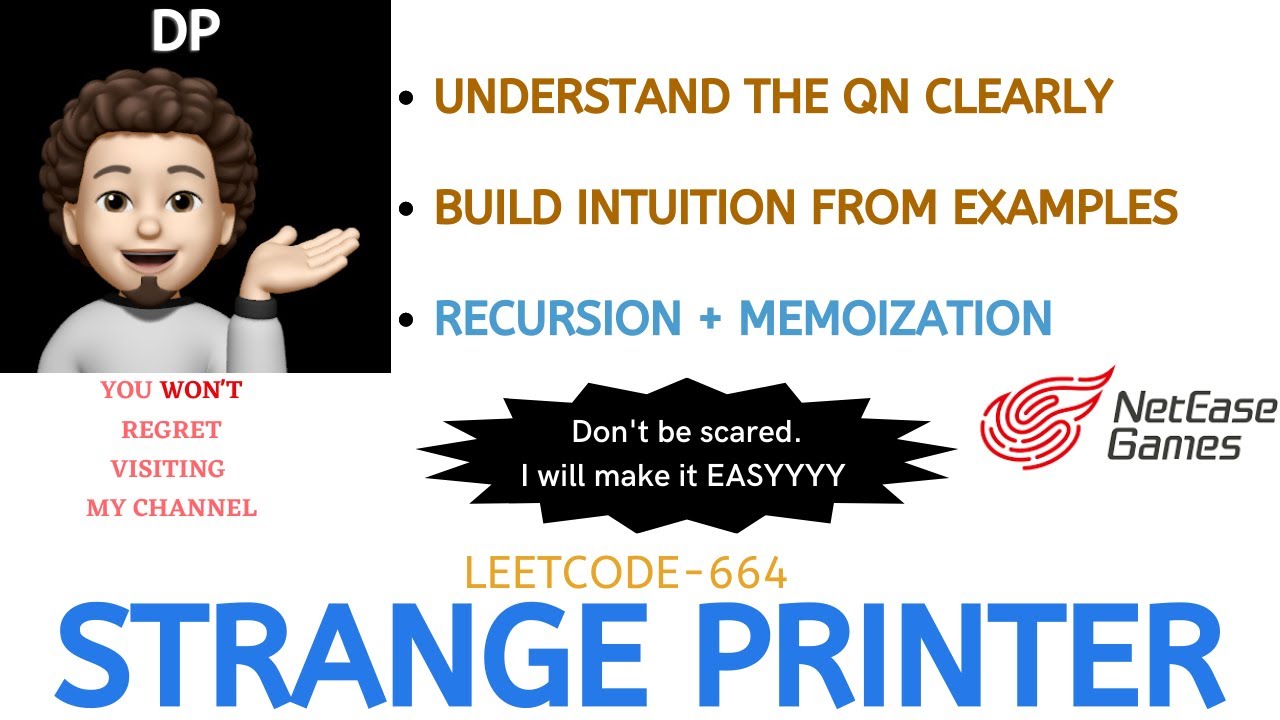 CSwithMIK's tweet card. Strange Printer | INTUITIVE | Recursion | Memoization | NetEase |...