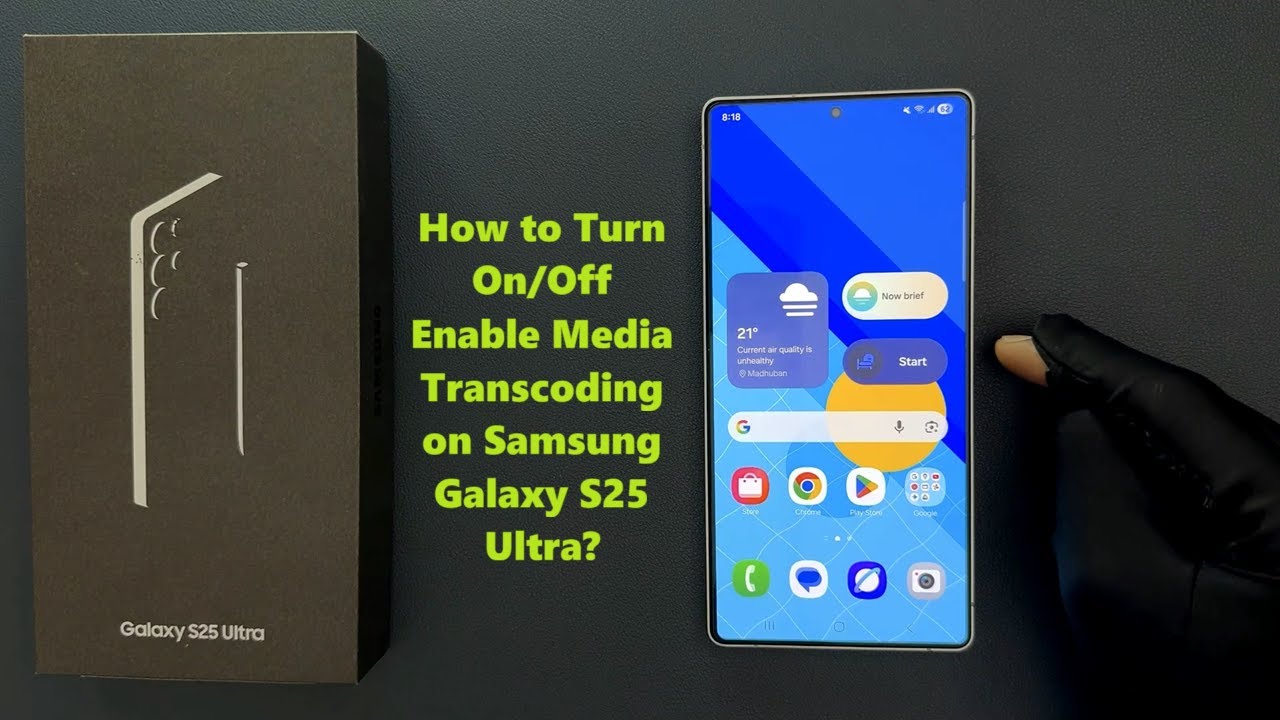 TechMeSpot's tweet card. How to Turn On/Off Enable Media Transcoding on Samsung Galaxy S25...