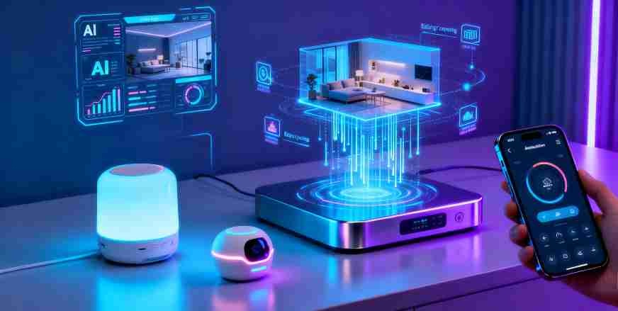 TechinDeep's tweet card. Explore Smart Home IoT Devices 2025: AI & edge computing guide. Learn AI thermostats, voice assistants, device coordination & privacy. Build your connected home ecosystem today.