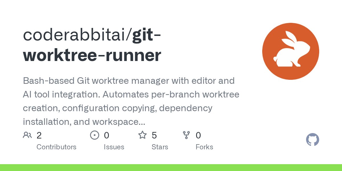 oikon48's tweet card. Bash-based Git worktree manager with editor and AI tool integration. Automates per-branch worktree creation, configuration copying, dependency installation, and workspace setup for efficient parall...
