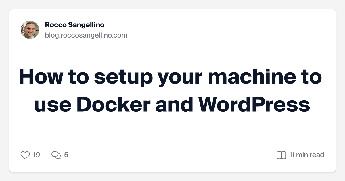 RoccoSangellino's tweet card. When building a website using WordPress often times you will want a development environment to work with before pushing to production. There are a few different ways to achieve this goal. In this...