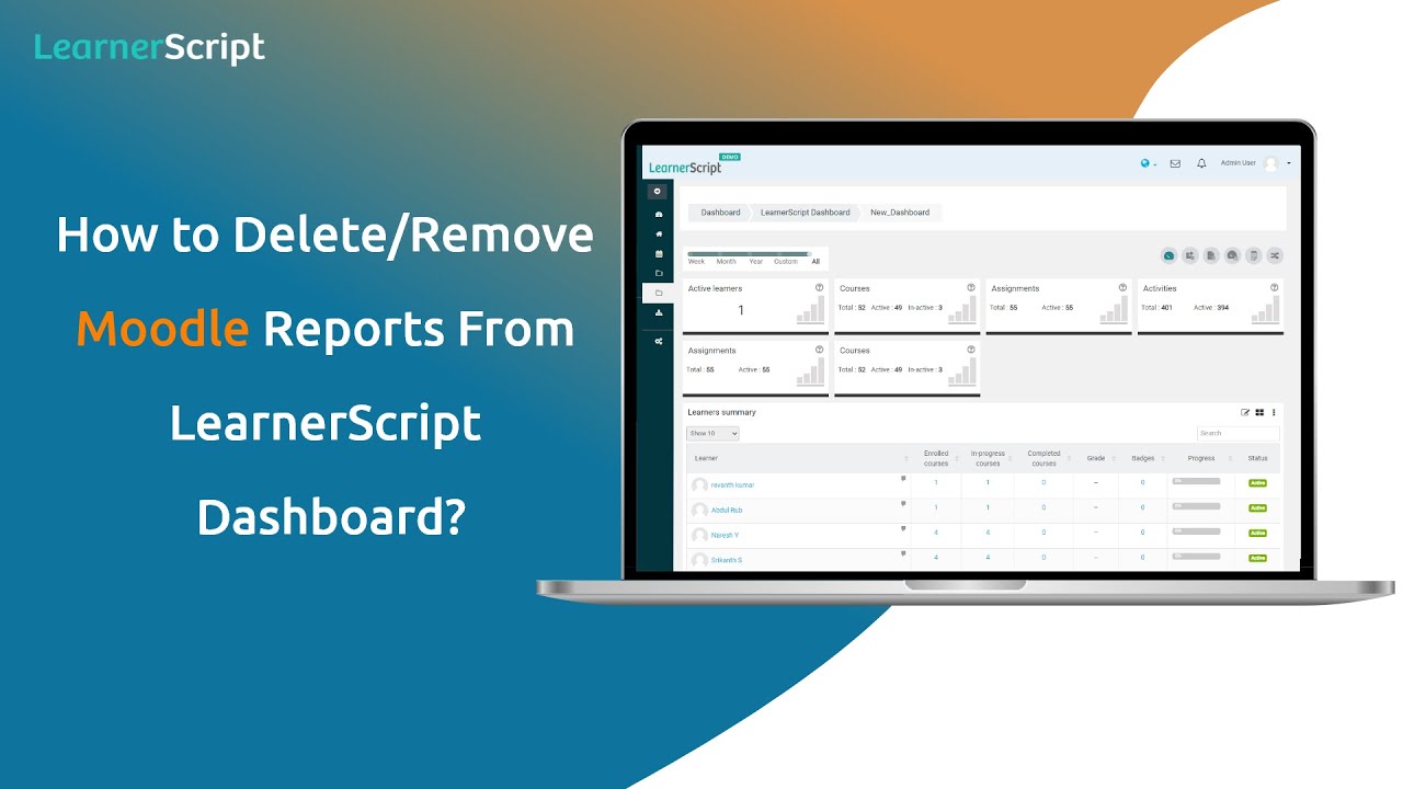 LearnerScript's tweet card. How to Delete or Remove Moodle Reports From LearnerScript Dashboard?...