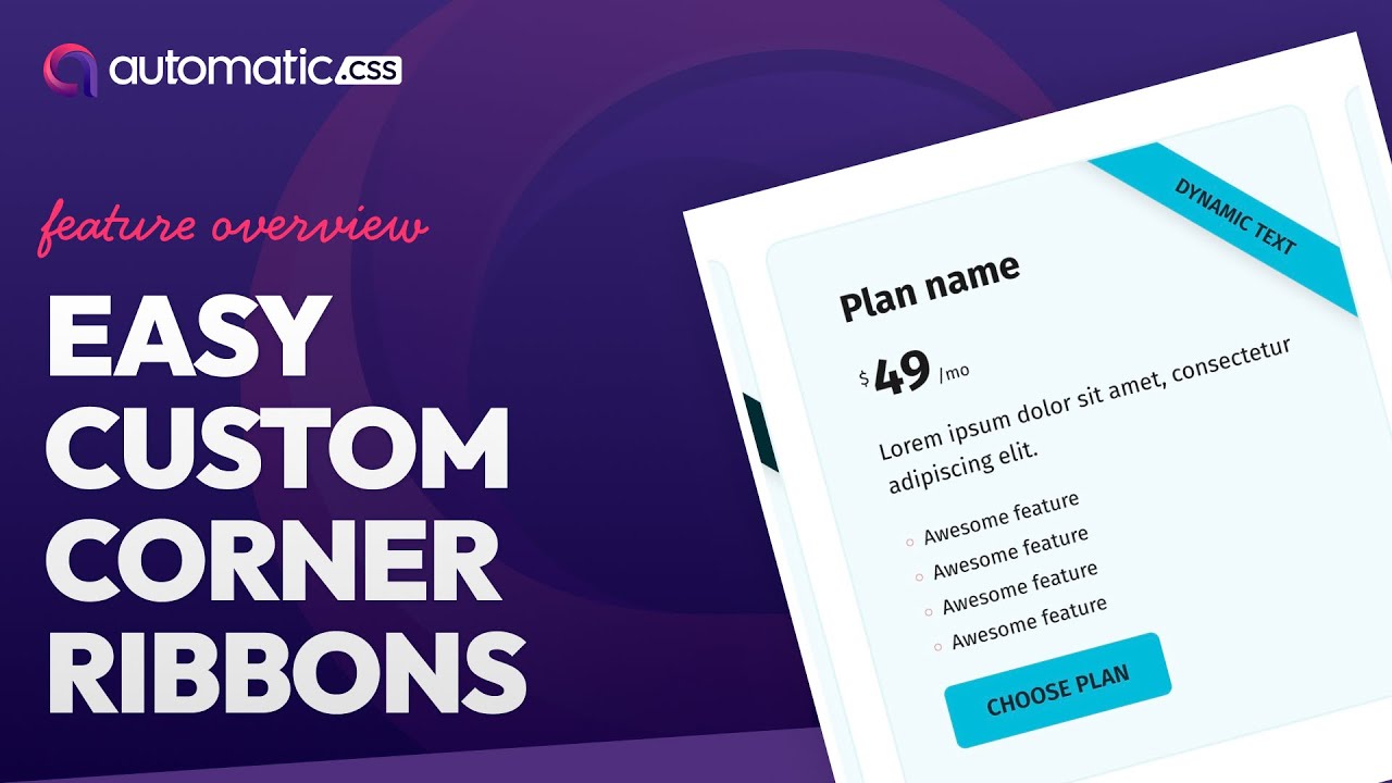 AutomaticCSS's tweet card. ACSS 2.4: Easy Custom Corner Ribbons