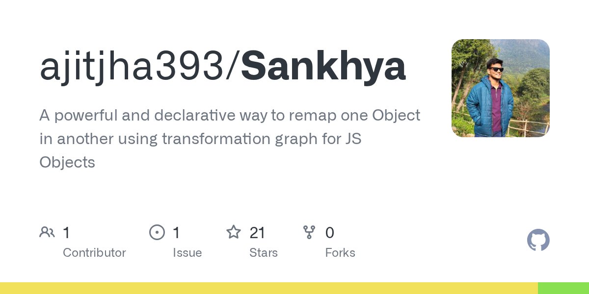 jha_bisu's tweet card. A powerful and declarative way to remap one Object in another using transformation graph for JS Objects - ajitjha393/Sankhya