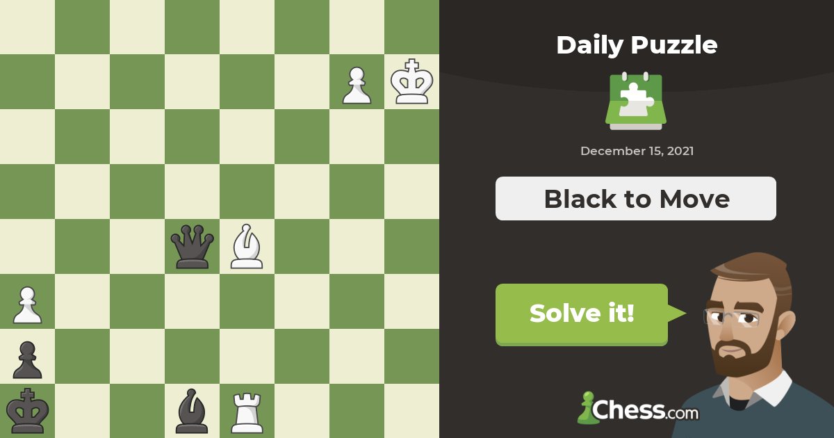 chesscom's tweet card. Improve your chess skills with daily puzzles which get more difficult throughout the week. Sharpen your skills with puzzles made to improve pattern recognition.