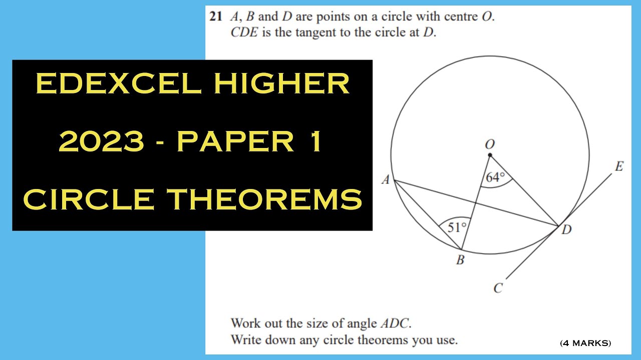 FullyCompMaths's tweet card. Circle Theorems - Edexcel Higher - June 2023 - Paper 1 - Q21 -...