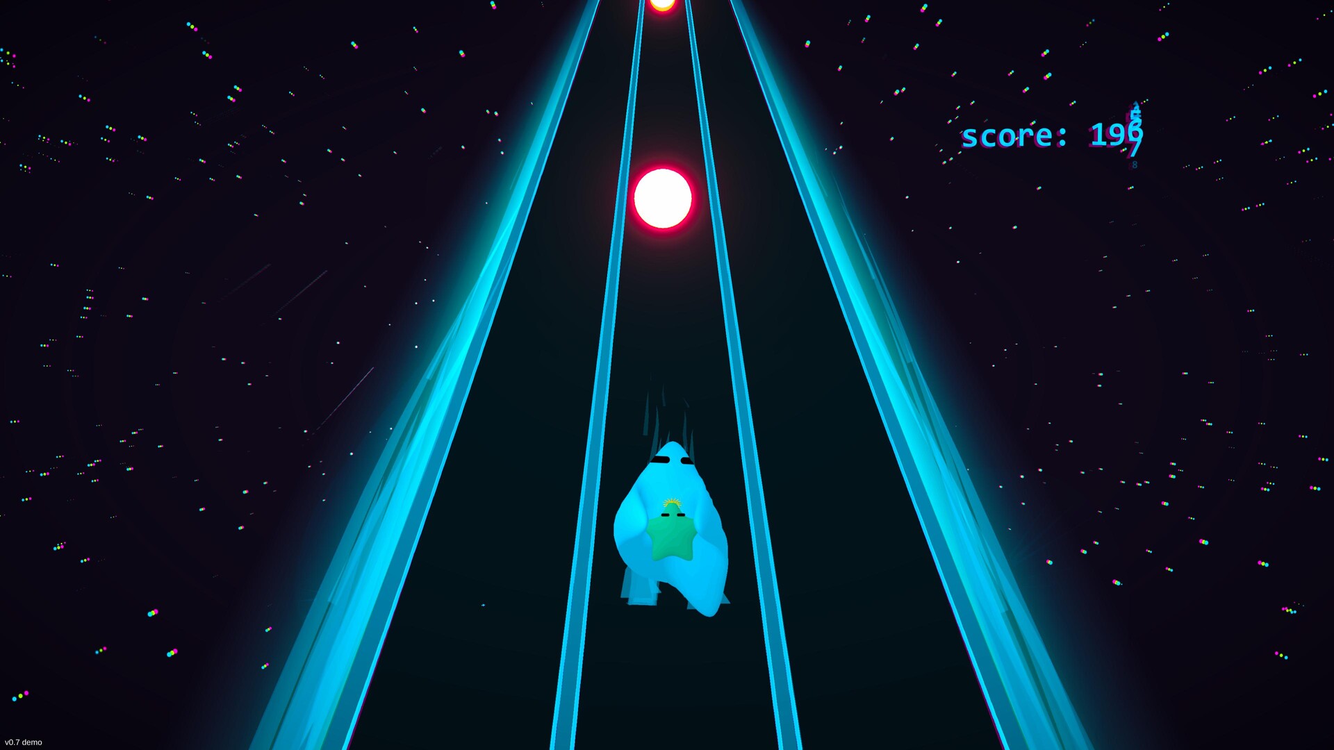 CsharpAbby's tweet card. a cute soon-to-be king rubber starfish is thrown onto a path and must collect the gumbuzo chunks and survive falling rocks to keep his title. Help save him from his demise!