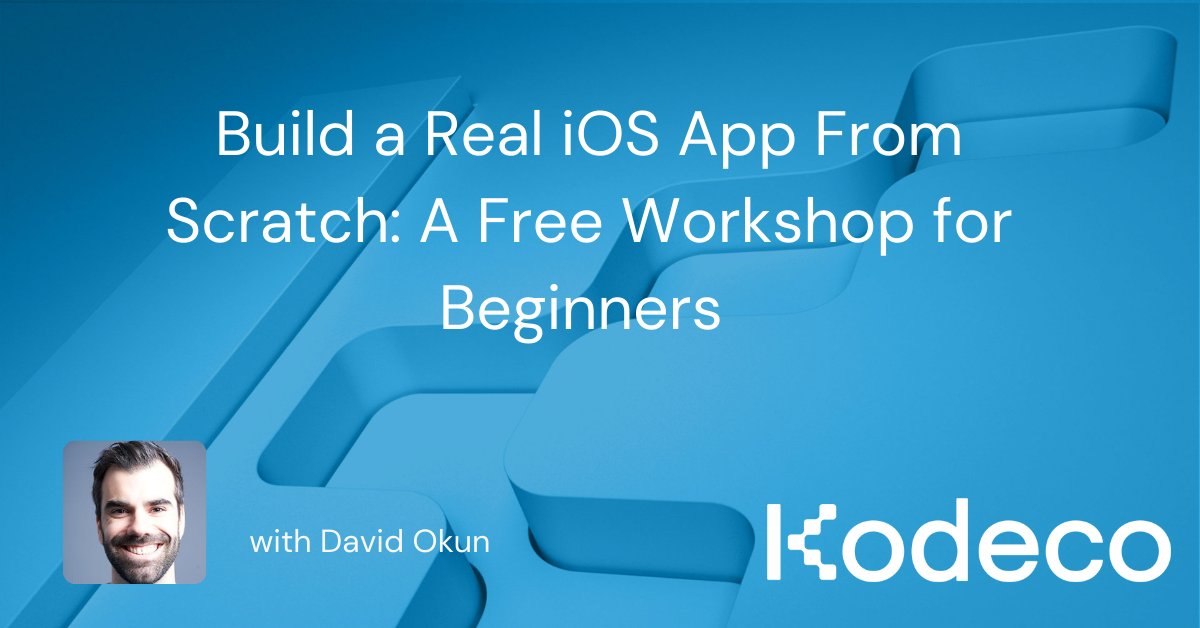 kodecodev's tweet card. Watch this webinar on demand and, in less than an hour, you’ll learn to build a real, functional iOS app.