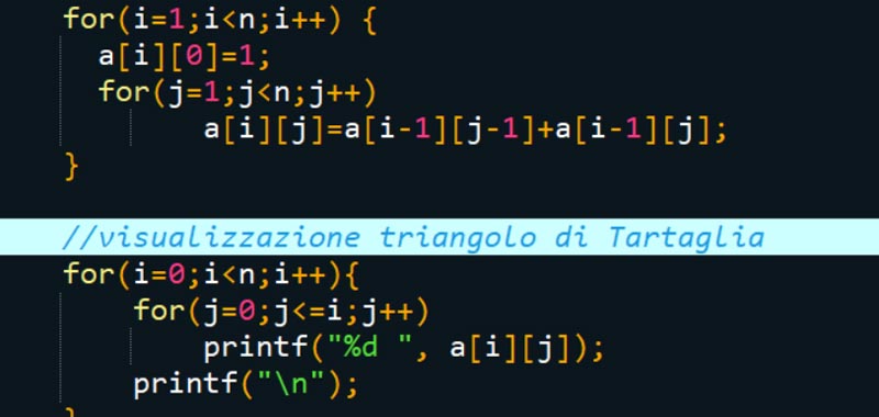 codingcreativo's tweet card. Realizziamo un algoritmo che sviluppi il triangolo di Tartaglia in C. Definizione triangolo di Tartaglia In matematica il triangolo di Tartaglia è una