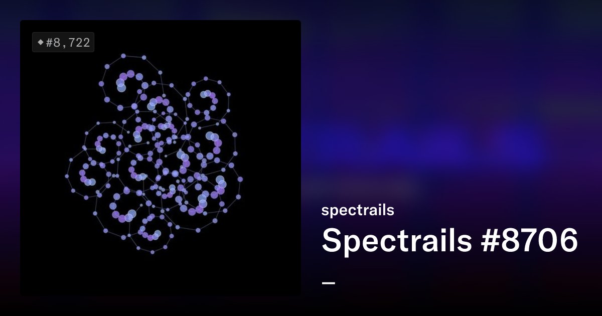 cryptospiele's tweet card. Spectrails: A Quantum Dive into Generative Art Spectrails is a self-contained, code-driven universe that fuses logic with aesthetics to create mesmerizing visual experiences. Each piece unfolds from...