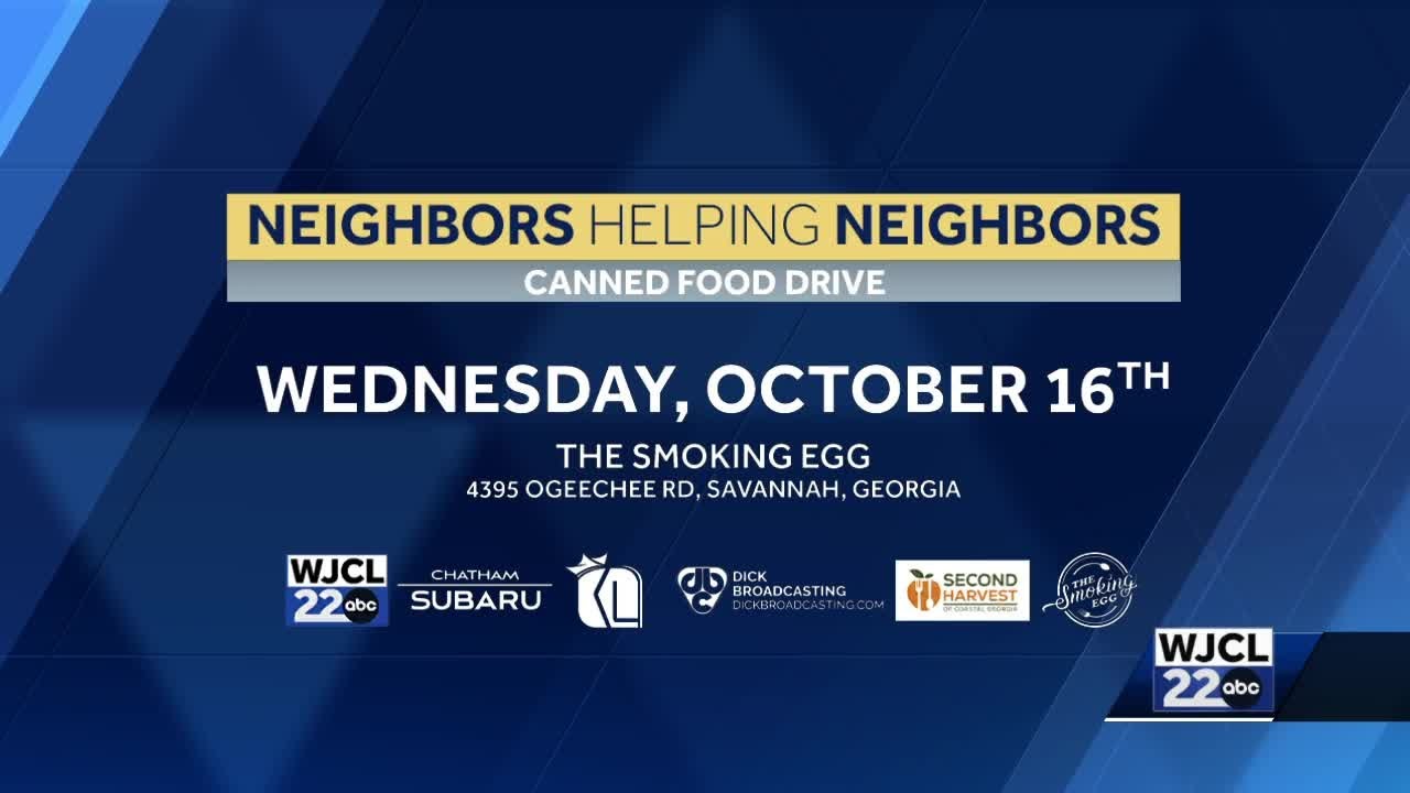 helpendhungerga's tweet card. Canned food drive for storm victims