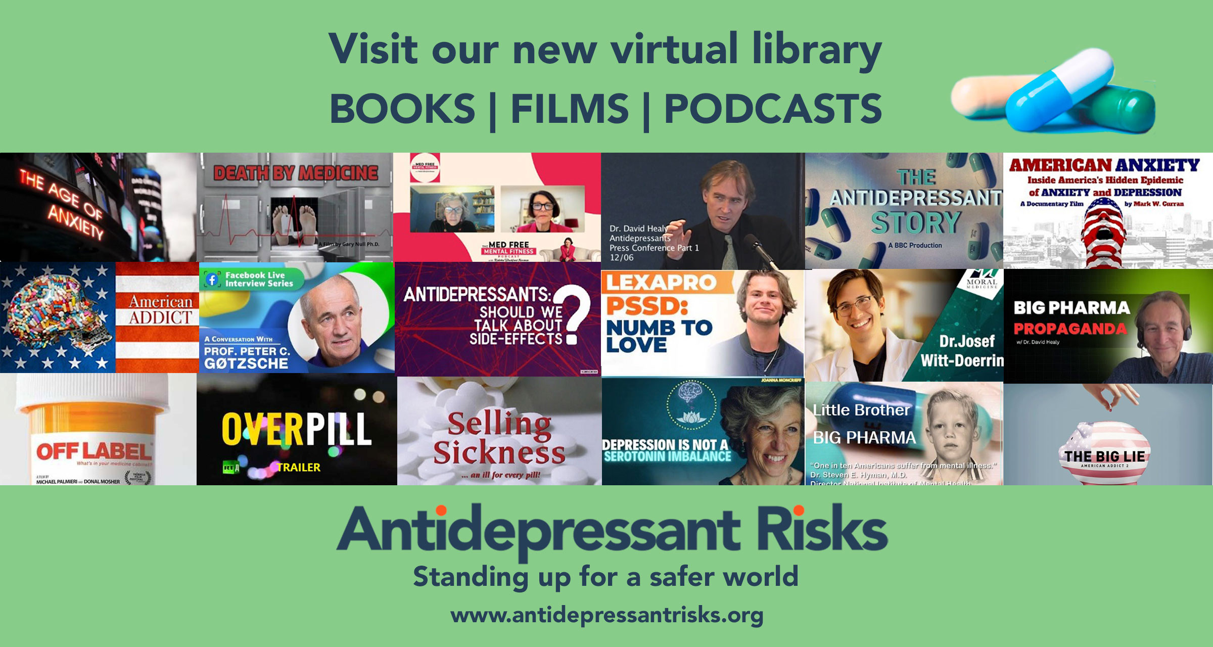 MedicatingNorm1's tweet card. Recommended books, films and discussions to learn more about the risks of taking antidepressants.