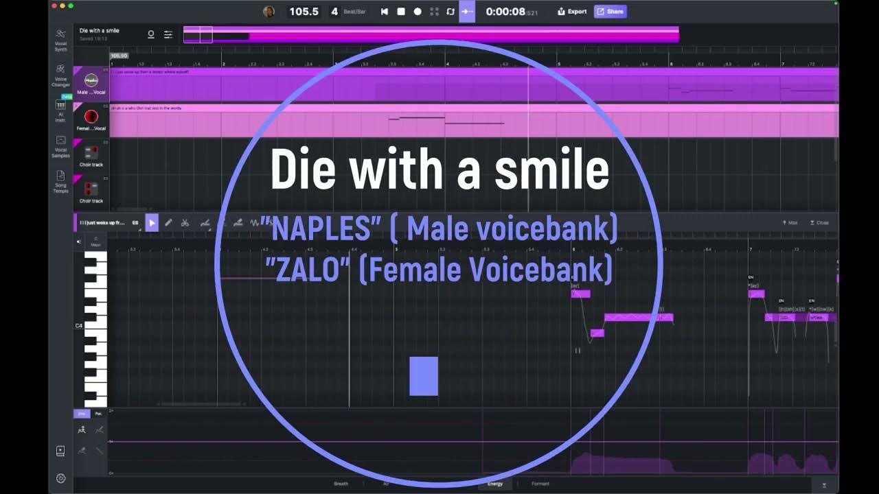 Salentino_7's tweet card. Die With A Smile - Lady Gaga, Bruno Mars (ACE Studio Vocal Synth...