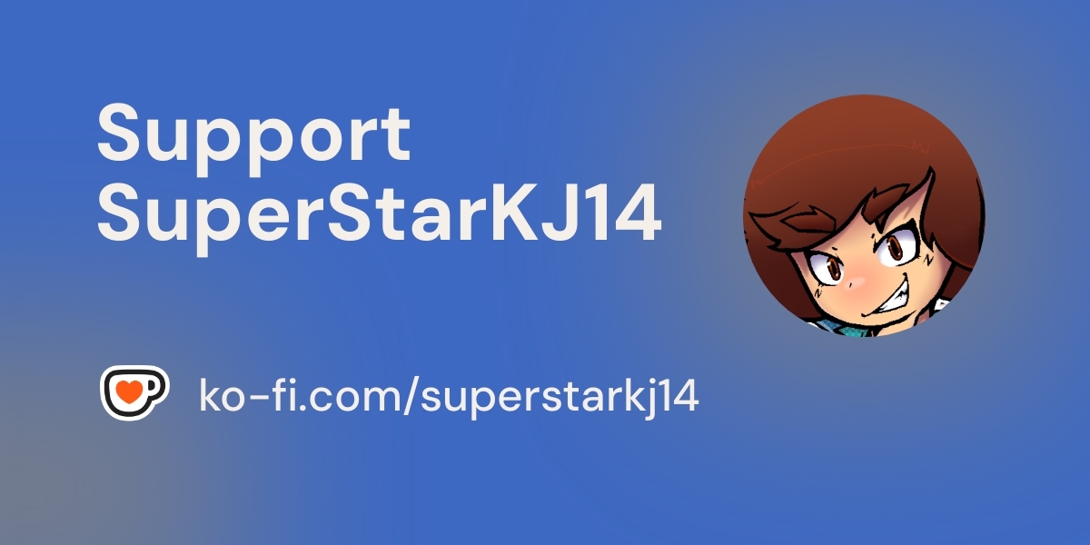 SquishyBlooper's tweet card. Support SuperStarKJ14