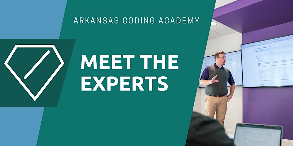 arcoding's tweet card. Arkansas Coding Academy - Meet the Experts: Join our awesome online event to learn more about our new Fast-Track Web Development program!