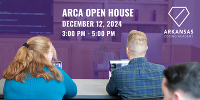 arcoding's tweet card. Arkansas Coding Academy invites you to our Fall 2024 Open House!