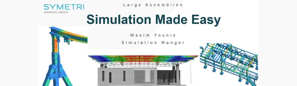 M2CEO's tweet card. This Large Assemblies webinar will introduce you the simulation capabilities from Altair SimSolid. 