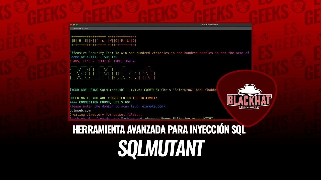 EsGeeks's tweet card. Descubre SQLMutant, la herramienta definitiva de pruebas de inyección SQL para Red Teams y cazadores de bugs en aplicaciones web.