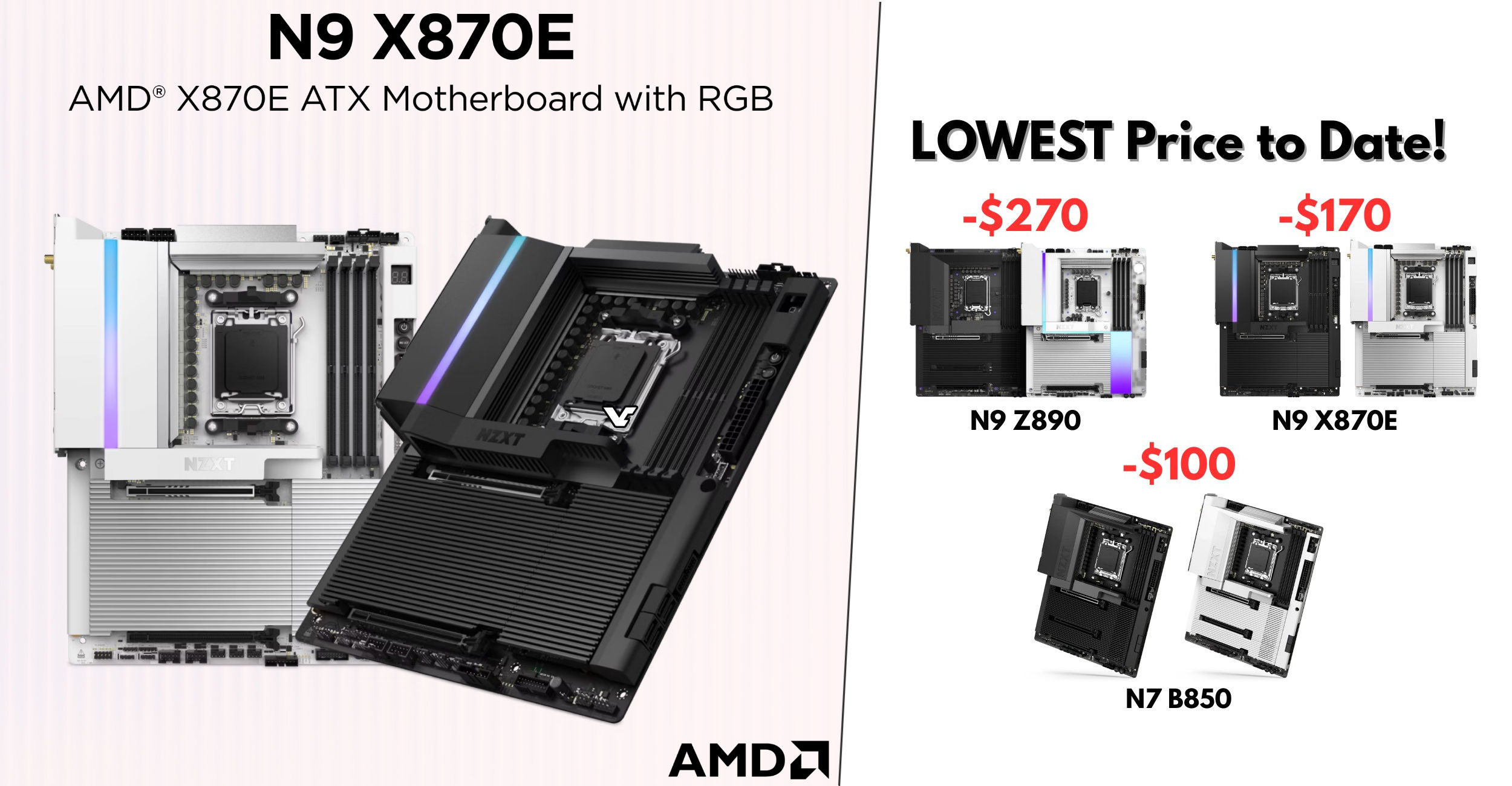 VideoCardz's tweet card. NZXT cuts prices on its high-end N9 and N7 Intel/AMD 800-series motherboards The original price left a lot to be desired anyway.  NZXT has announced price reductions across its latest Intel and AMD...