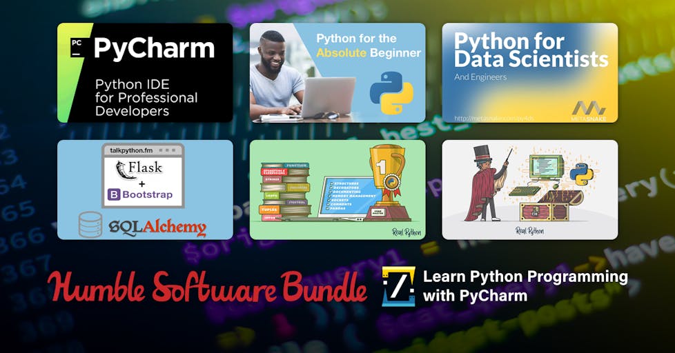 GamedevCala's tweet card. Learn Python programming with this learning bundle. Includes PyCharm - 6 months subscription & more. Plus, pay what you want & support charity.