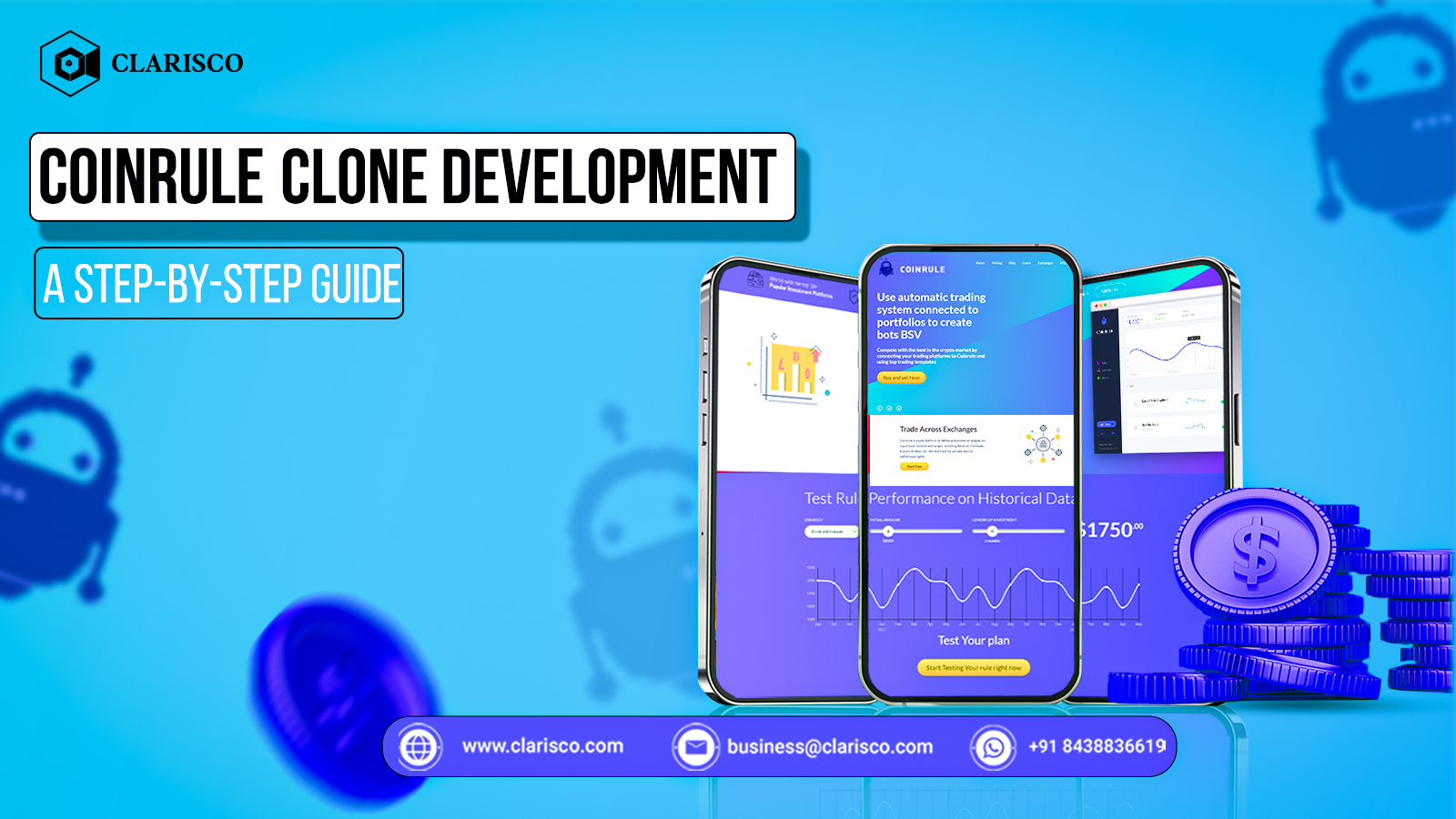 ClariscoSol's tweet card. Follow our detailed guide to building a Coinrule clone. Perfect for developers and business owners interested in crypto trading automation.