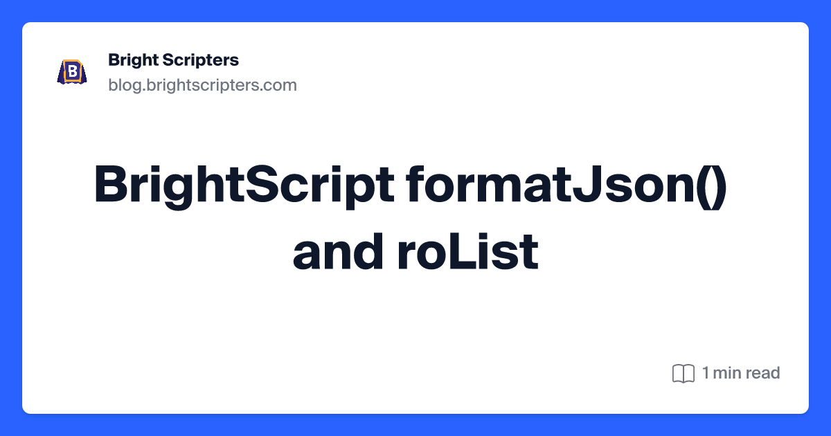 BrightScripters's tweet card. roList and roArray seem similar but there is at least one difference between them which is how they convert to JSON with formatJson(). roList = createObject("roList") roList.push(11) roList.push(12)...
