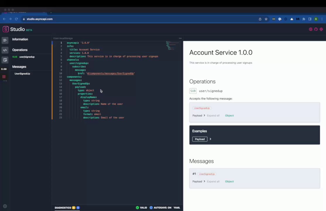 smoyac's tweet card. AsyncAPI Studio - 9 August 2023